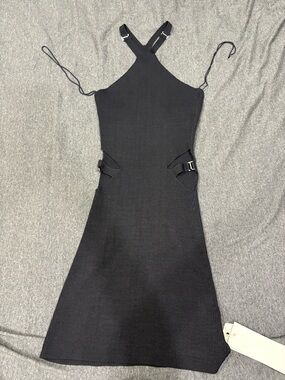 NWT Dion Lee Black Ribbed Cutout Halter Dress